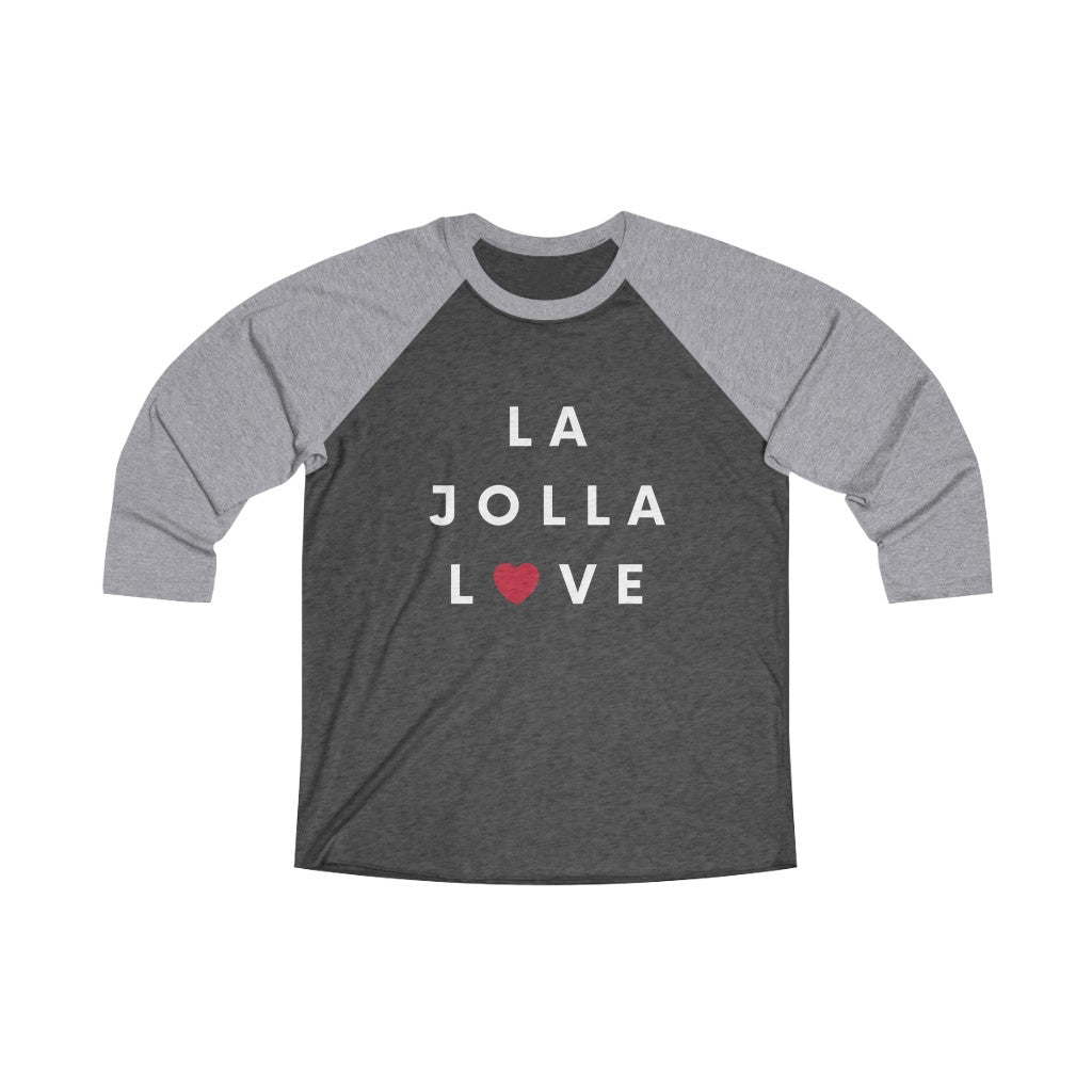 La Jolla Love Long Sleeve Baseball Tee, San Diego Neighborhood T-shirt (Unisex) (Multiple Colors Avail)