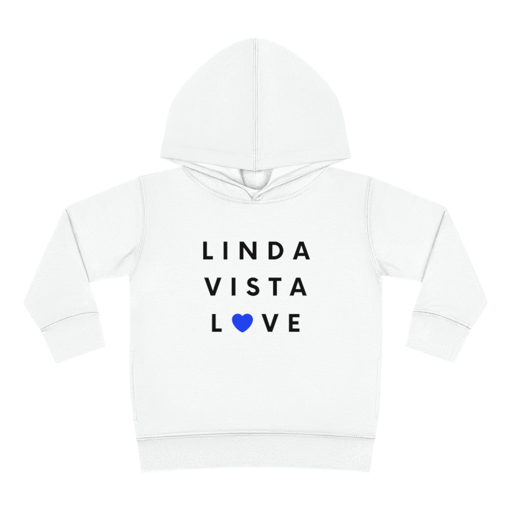 Linda Vista Love Toddler Hoodie, Kid's Pullover Fleece Hooded Sweater (Blue Heart)