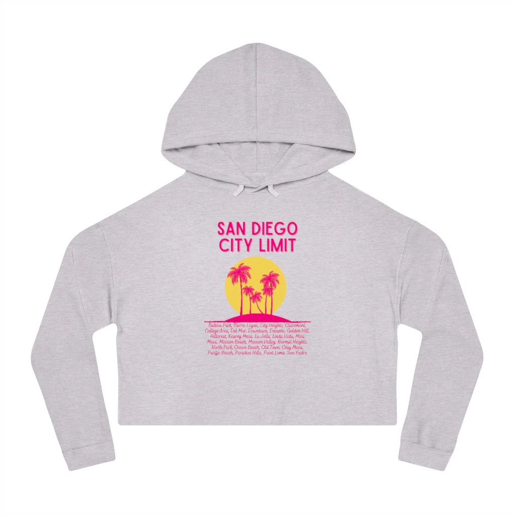 San Diego City Limit Cropped Hooded | SD Areas on back (Pink)