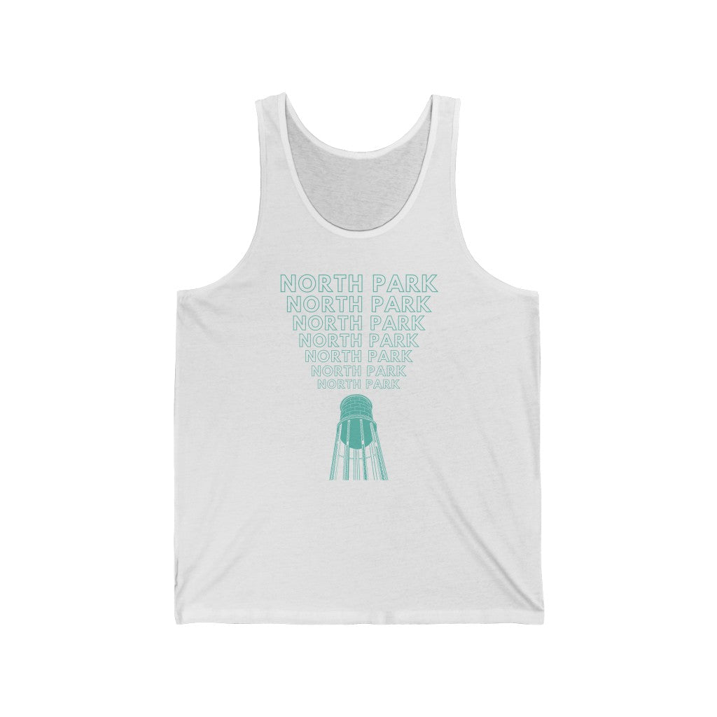 "Yell North Park" Tank, Sleeveless T-shirt (Green)