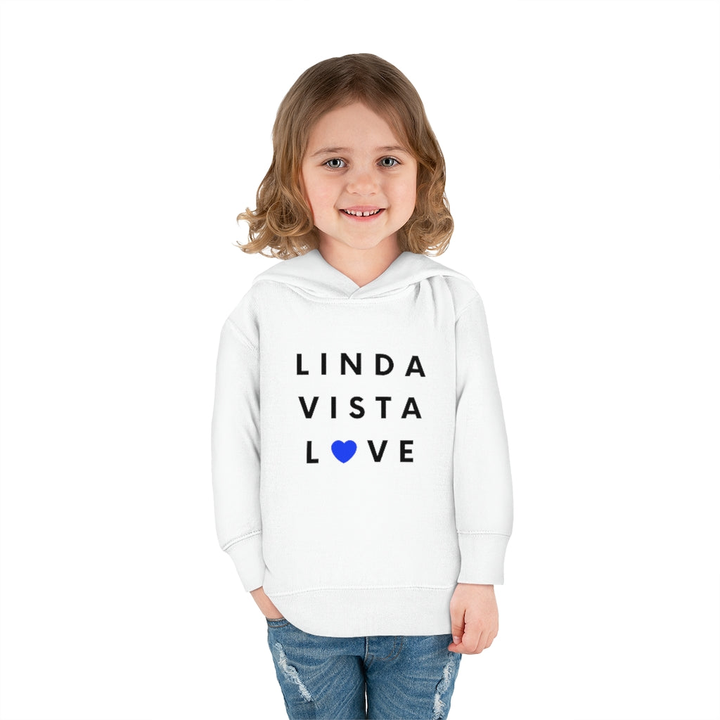 Linda Vista Love Toddler Hoodie, Kid's Pullover Fleece Hooded Sweater (Blue Heart)