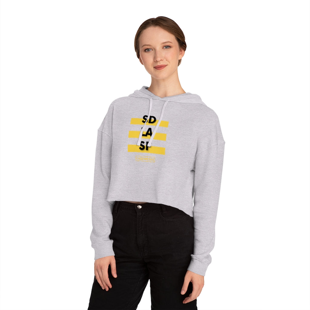 SD LA SF California Cropped Women's Hoodie (Yellow)