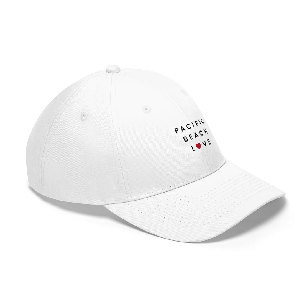 Pacific Beach Love Twill Hat, San Diego Neighborhood Cap (Unisex) (Multiple Colors Avail)