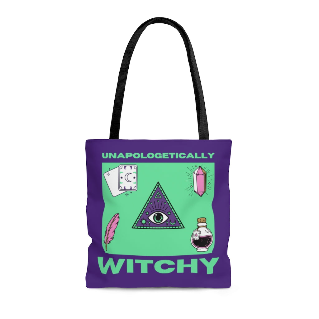 Unapologetically Witchy Purple and Green Tote Bag