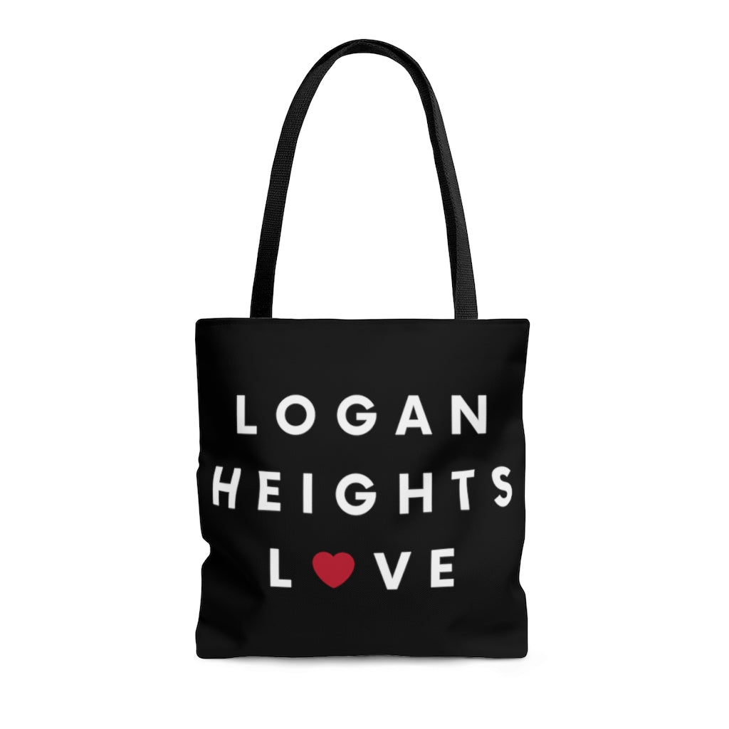 Logan Heights Love Black Tote Bag, San Diego Neighborhood Beach Bag