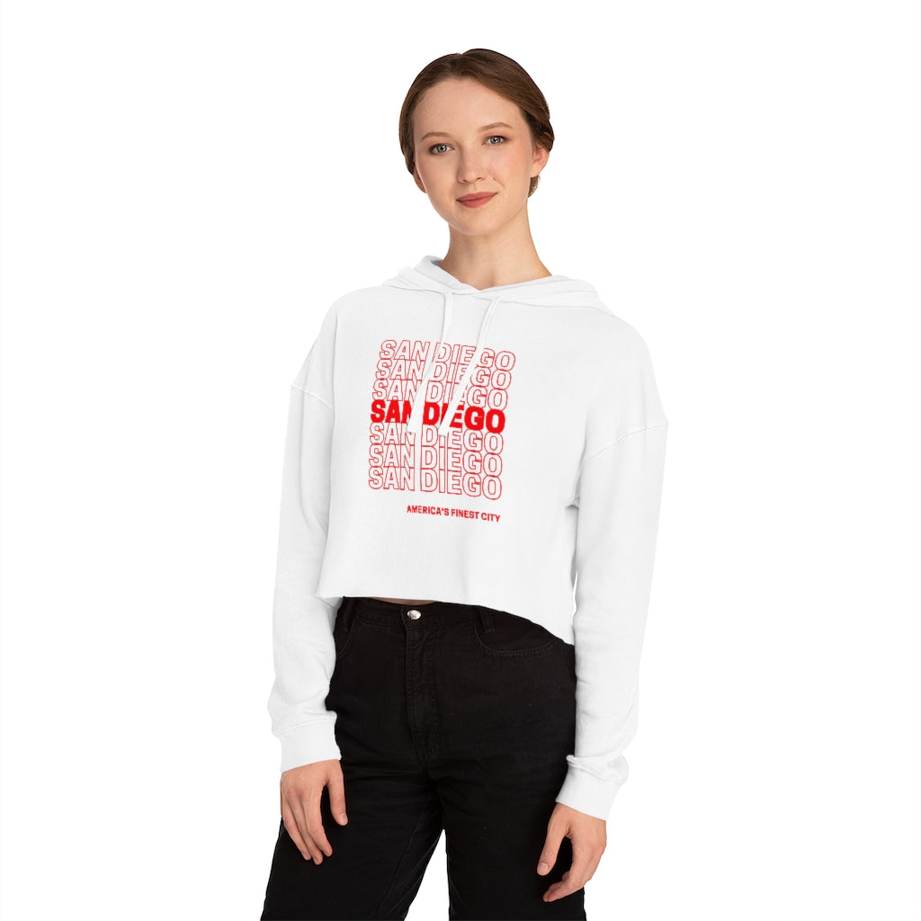 San Diego "Thank You" Cropped Women's Hoodie (Red)