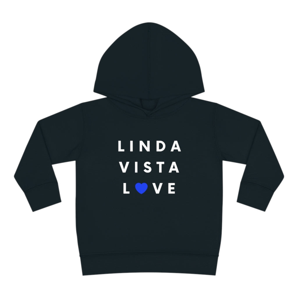 Linda Vista Love Toddler Hoodie, Kid's Pullover Fleece Hooded Sweater (Blue Heart)