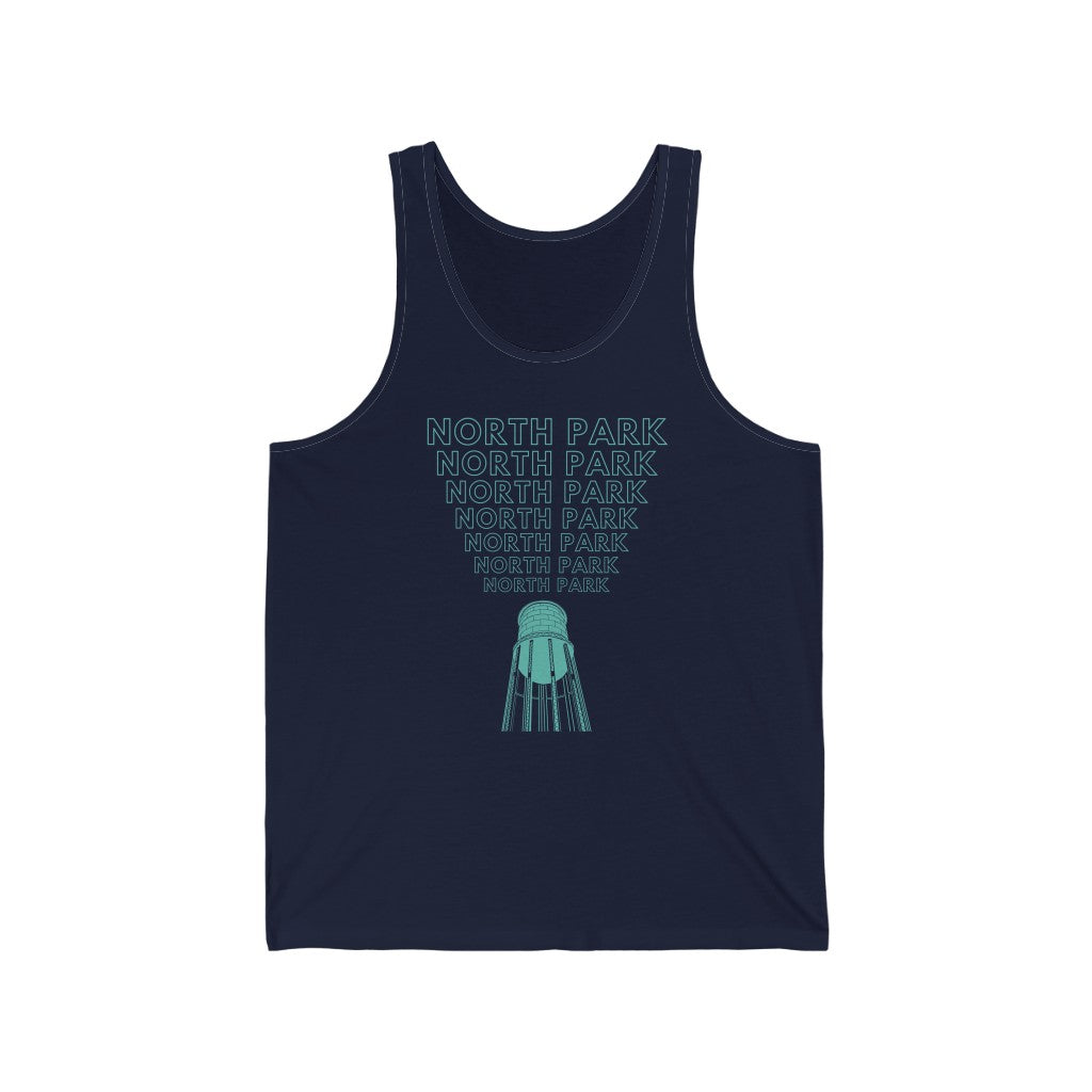 "Yell North Park" Tank, Sleeveless T-shirt (Green)