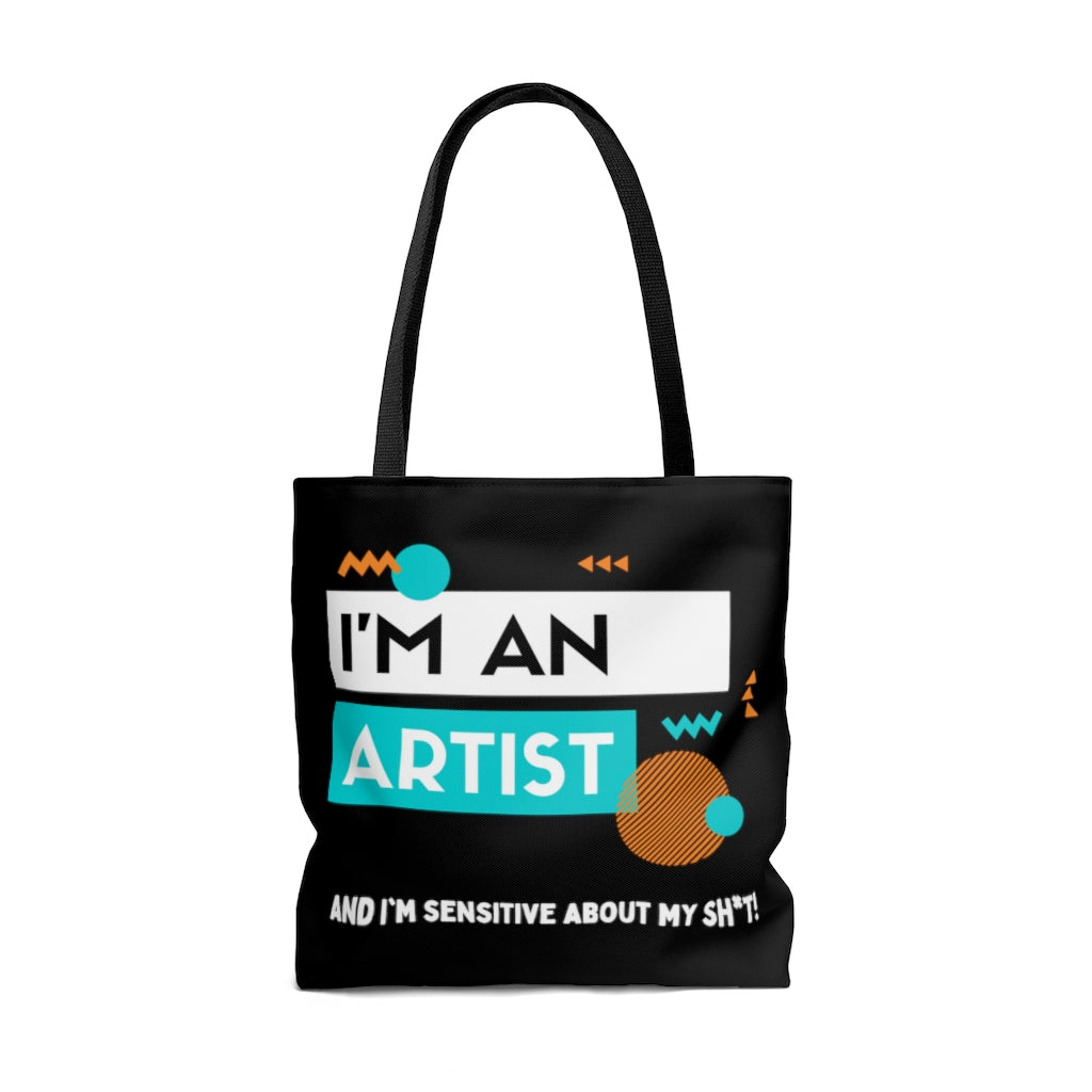 I'm an Artist Teal and Black Tote Bag