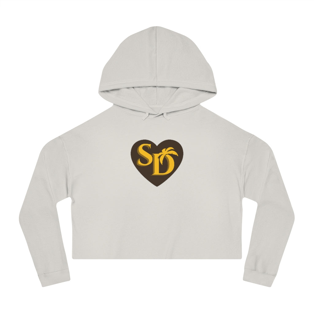 I Heart SD Brown & Gold Women's Cropped Hoodie