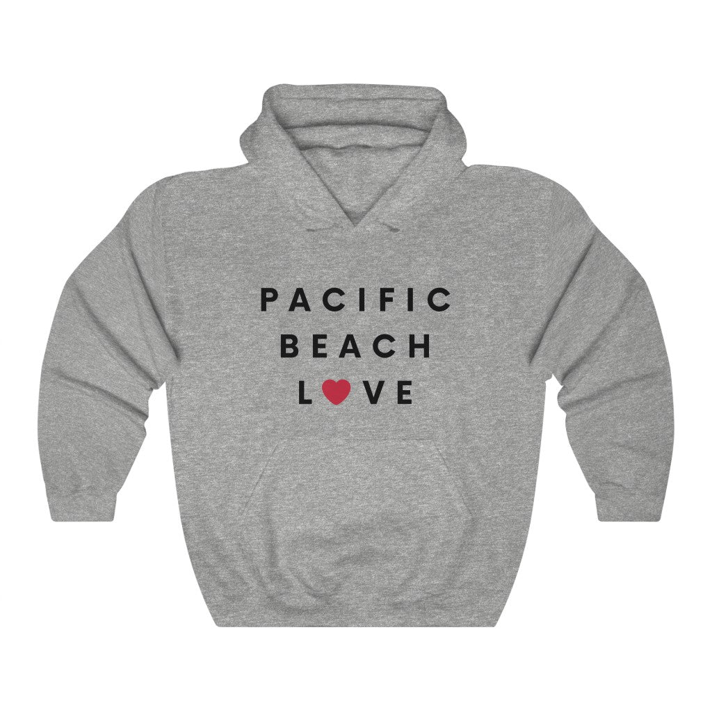 Pacific Beach Love Hoodie, San Diego Love Hooded Sweatshirt (Unisex) (Multiple Colors Avail)