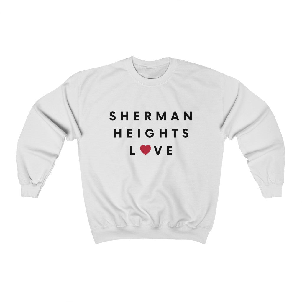 Sherman Heights Love Crewneck Sweatshirt (Red Heart) (Unisex)