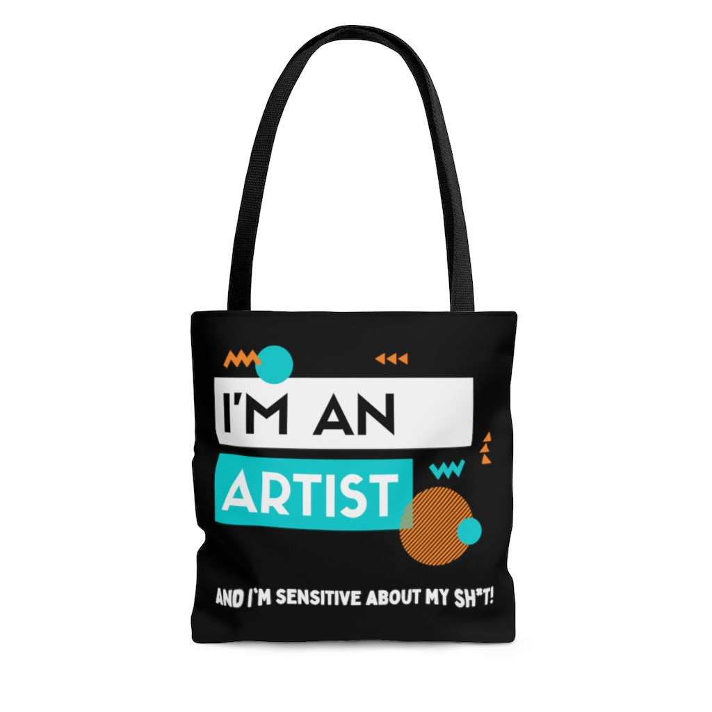 I'm an Artist Teal and Black Tote Bag