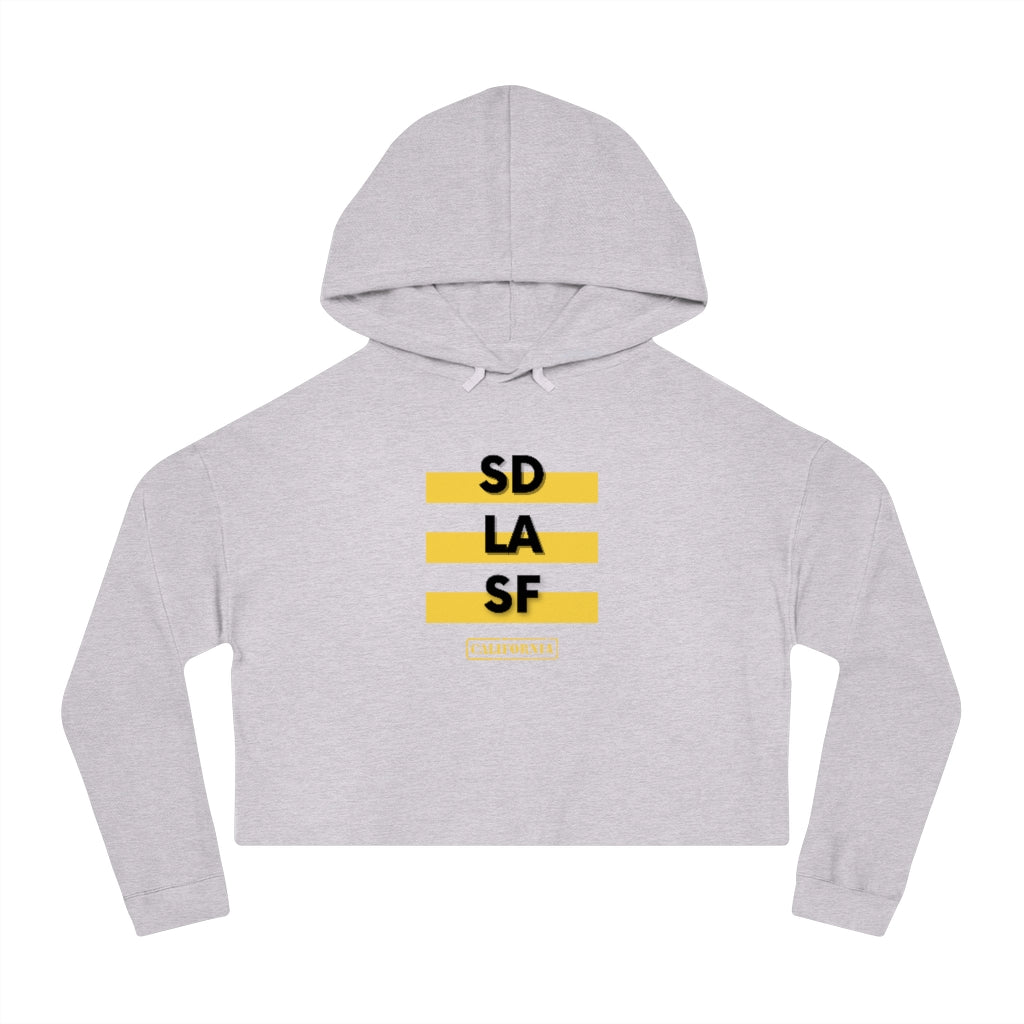 SD LA SF California Cropped Women's Hoodie (Yellow)