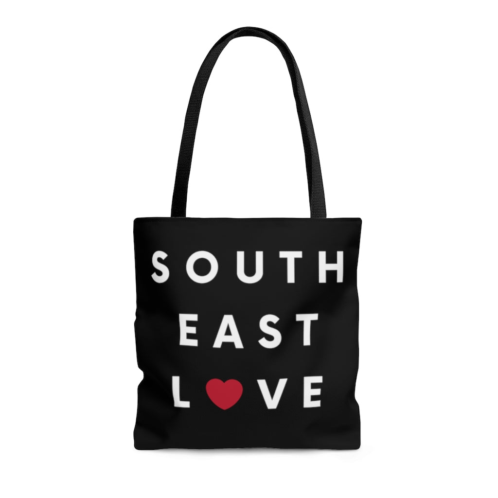 Southeast Love Black Tote Bag, San Diego Neighborhood Beach Bag