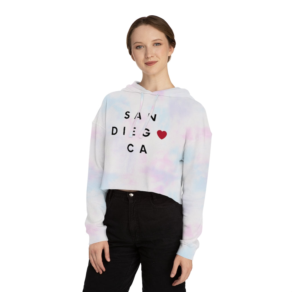 San Diego CA Women's Cropped Top Hoodie, SD Hooded Sweatshirt