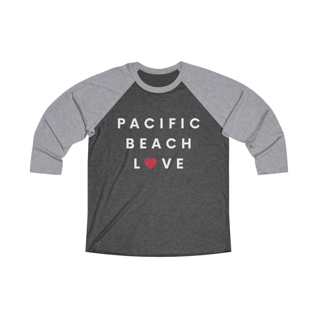 Pacific Beach Love Long Sleeve Baseball Tee, San Diego Neighborhood T-shirt (Unisex) (Multiple Colors Avail)