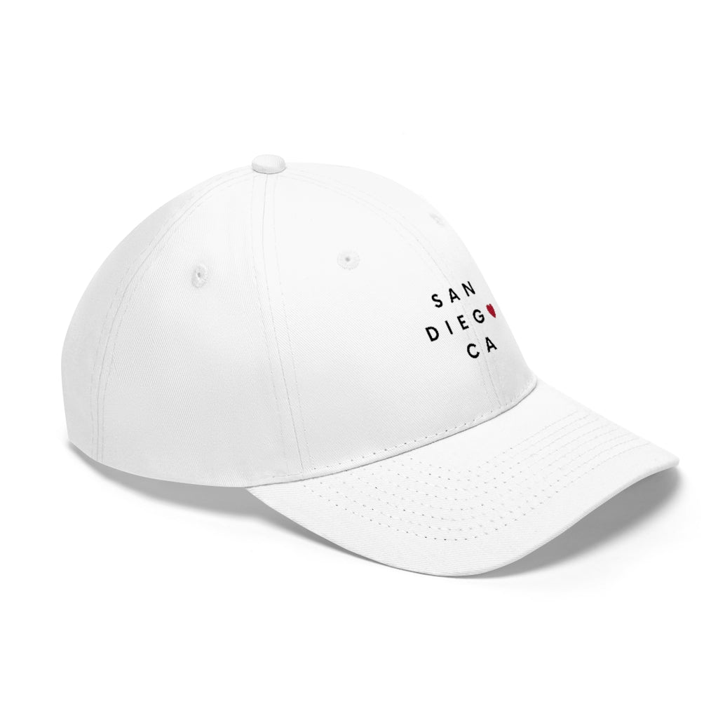 San Diego CA Twill Hat, San Diego Cap (Unisex) (Multiple Colors Avail)