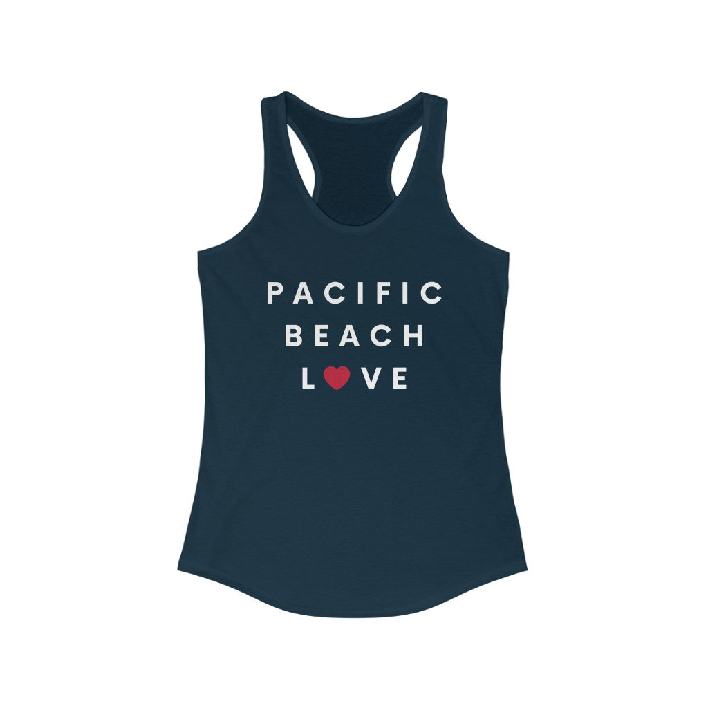 Pacific Beach Love Racerback Tank Top, SD Women's Sleeveless Shirt