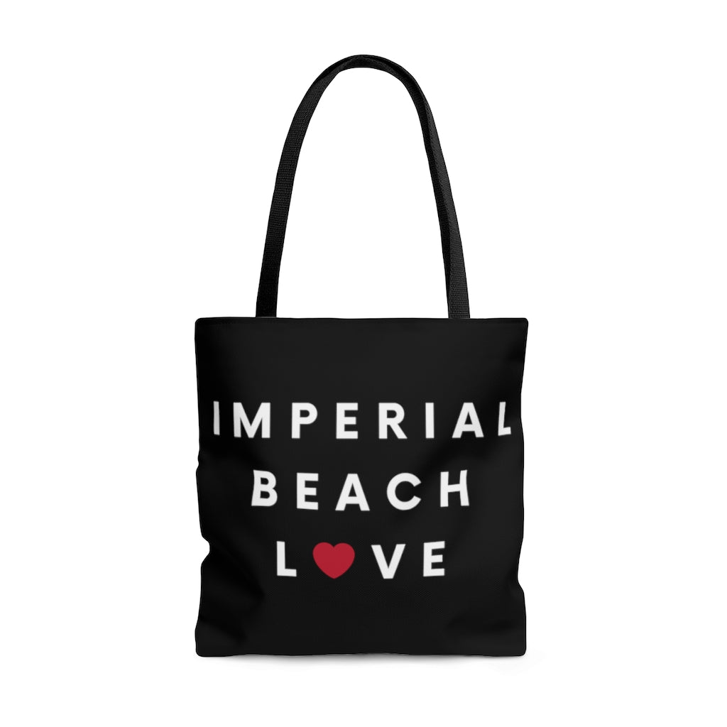 Imperial Beach Love Black Tote Bag, IB San Diego County Neighborhood Beach Bag