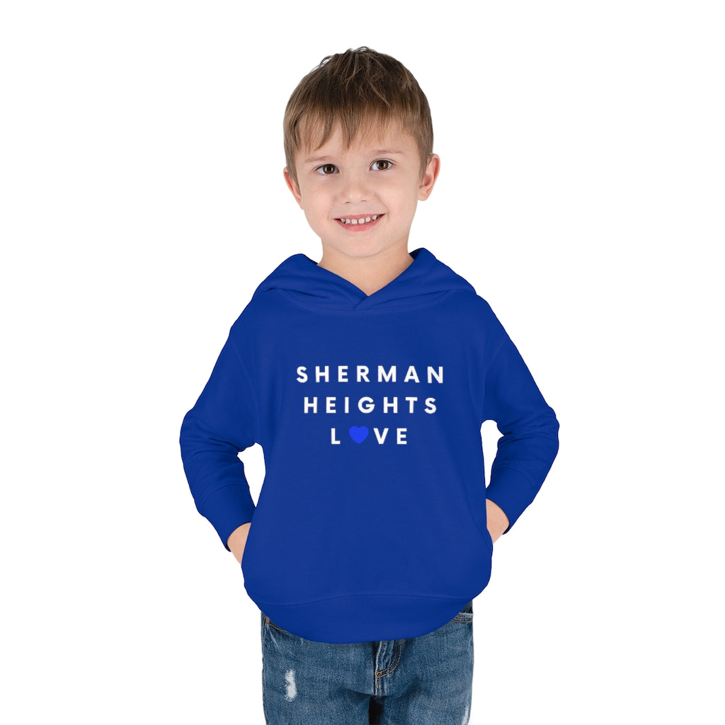 Sherman Heights Love Toddler Hoodie, Kid's Pullover Fleece Hooded Sweater (Blue Heart)