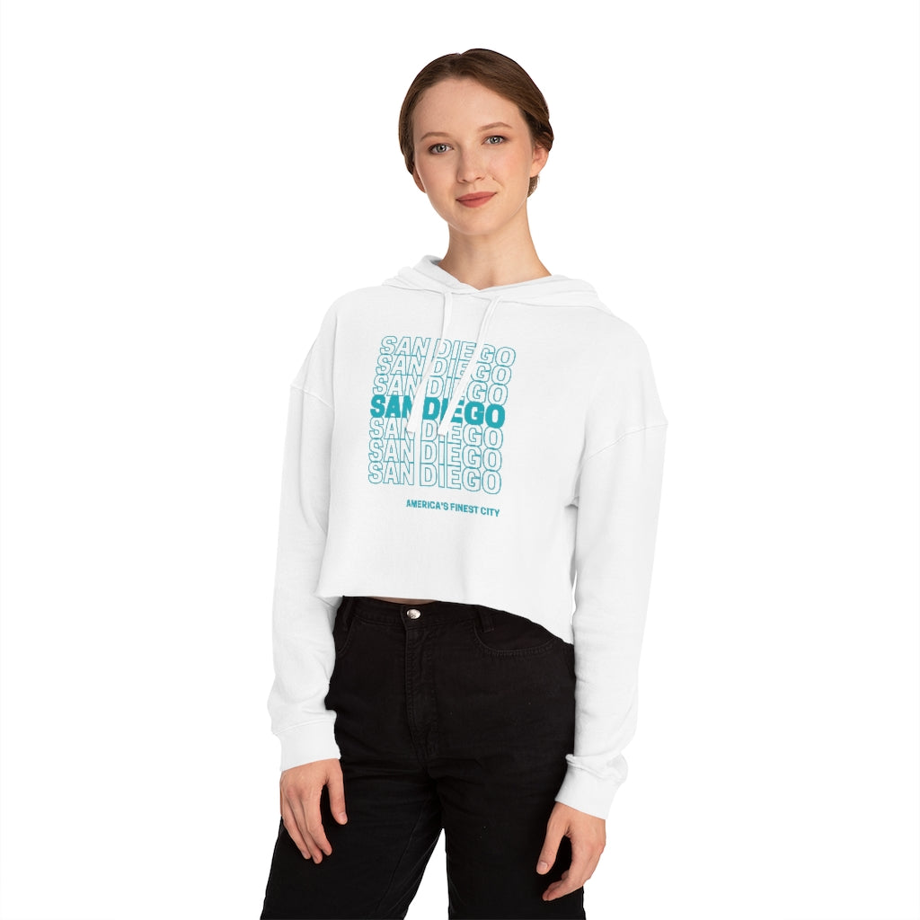 San Diego "Thank You" Cropped Women's Hoodie (Teal)