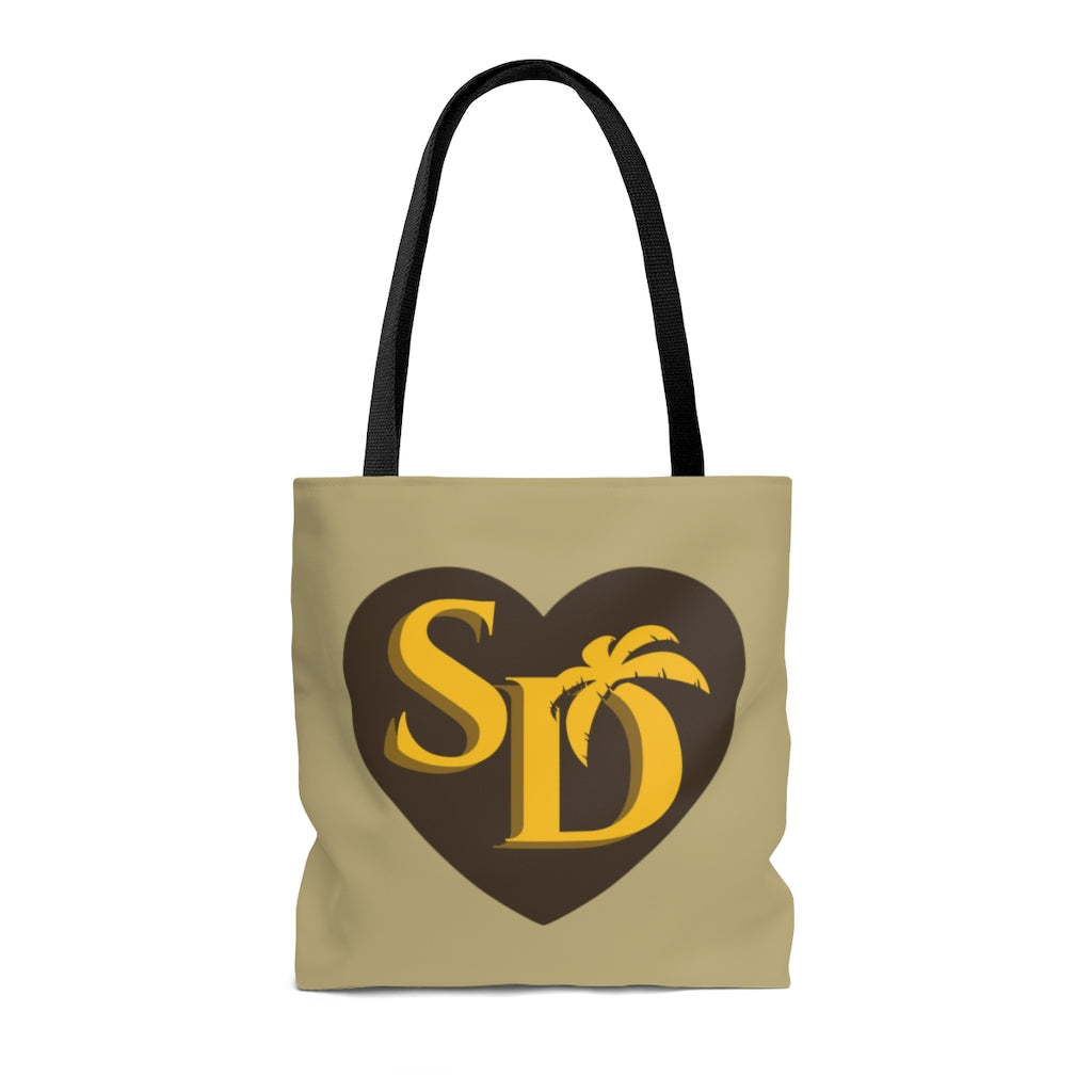 I Heart SD Sand, Brown and Gold Tote Bag