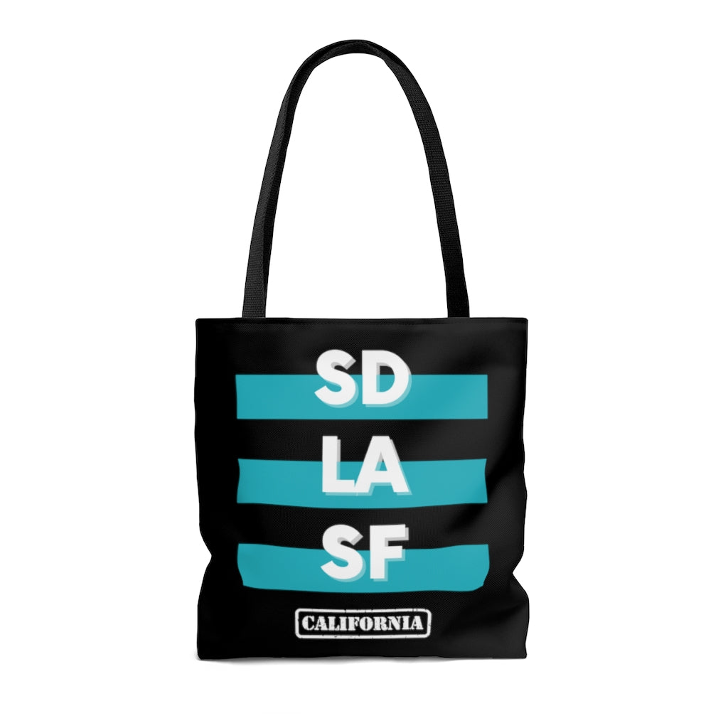 SD LA SF California Teal and Black Tote Bag