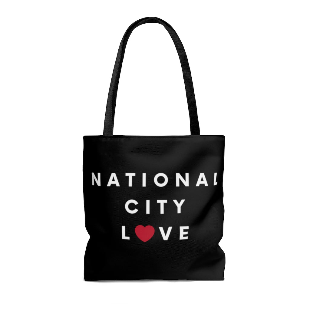 National City Love Black Tote Bag, San Diego County Neighborhood Beach Bag