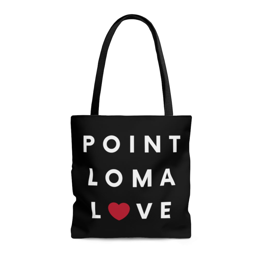 Point Loma Love Black Tote Bag, San Diego Neighborhood Beach Bag