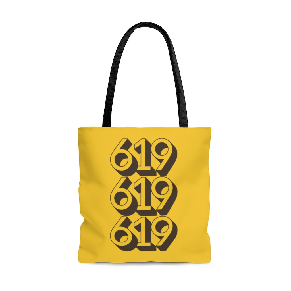 619 Tote Bag, San Diego Gold and Brown Beach Bag, SD Shopping Bag