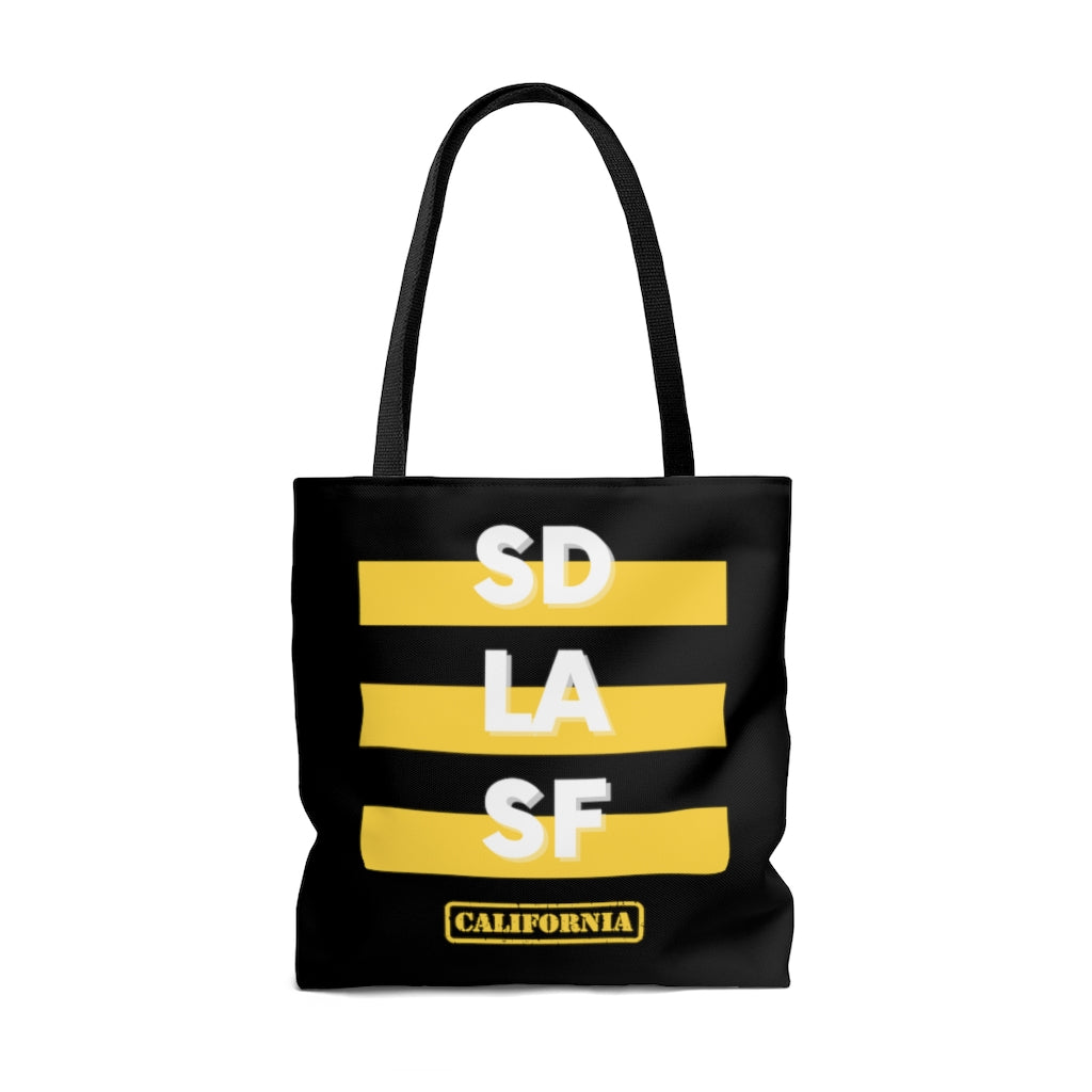 SD LA SF California Yellow and Black Tote Bag