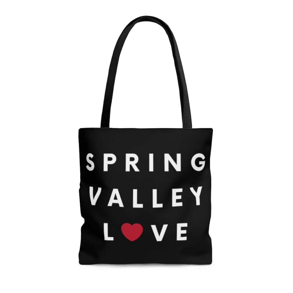 Spring Valley Love Black Tote Bag, San Diego County Neighborhood Beach Bag