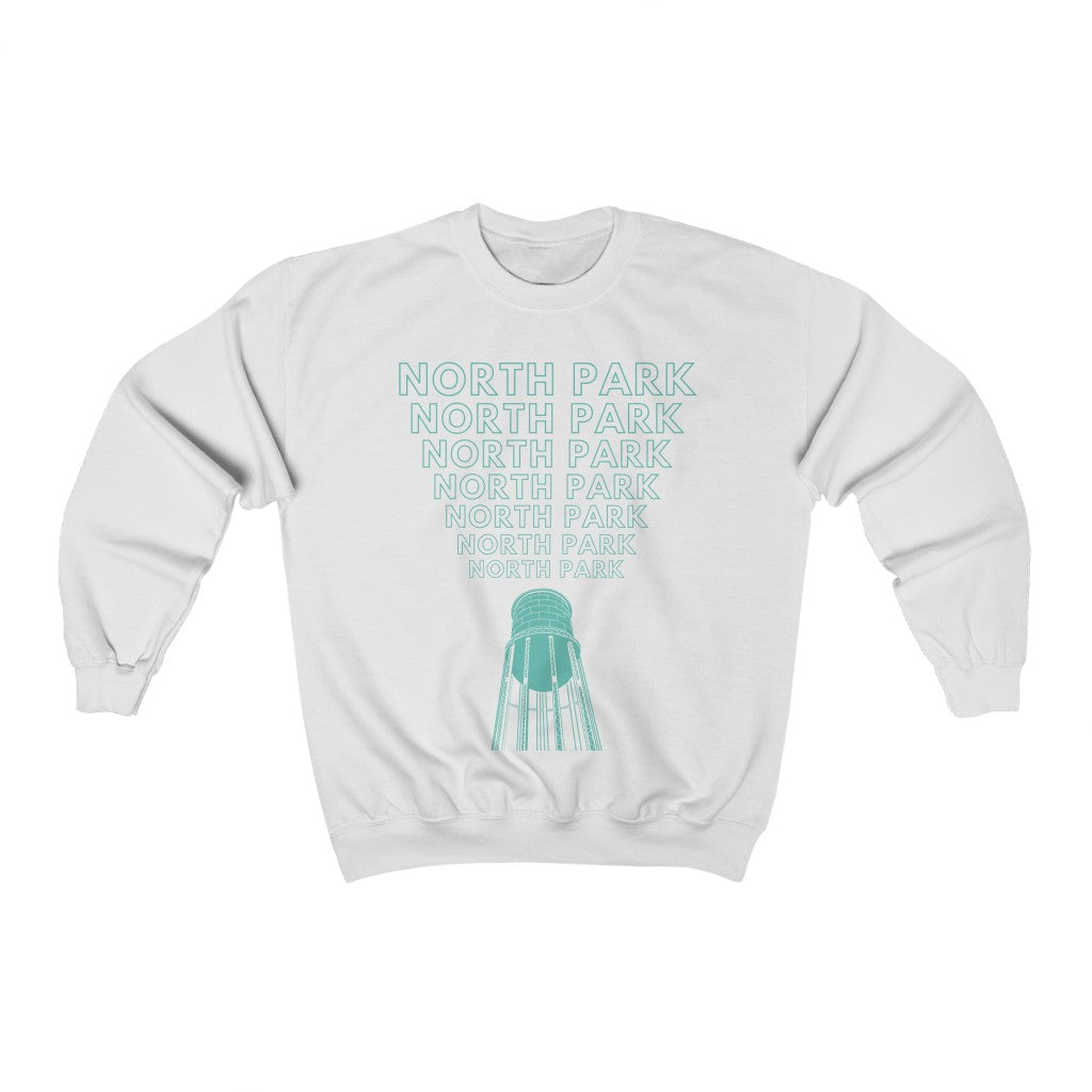 "Yell North Park" Water Tower Sweatshirt, SD Sweater (Green) (Unisex)