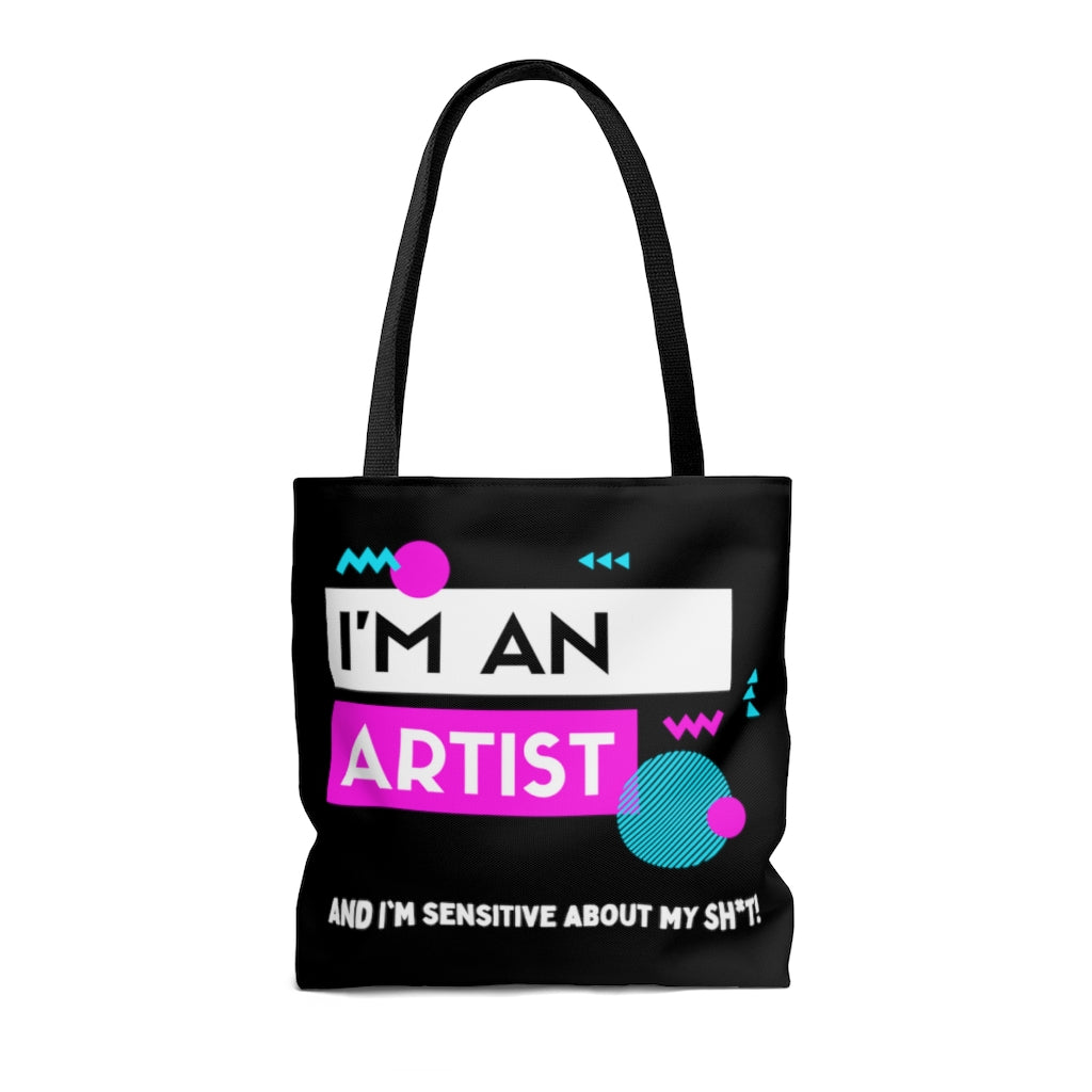 I'm an Artist Pink and Black Tote Bag