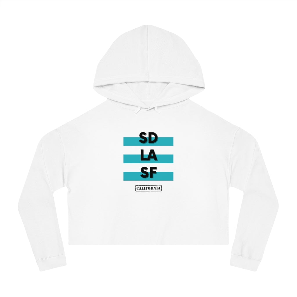 SD LA SF California Cropped Women's Hoodie (Teal)