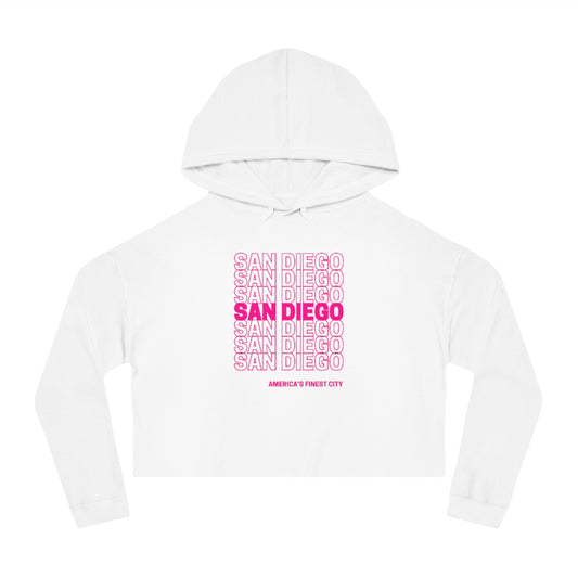 San Diego "Thank You" Cropped Women's Hoodie (Pink)