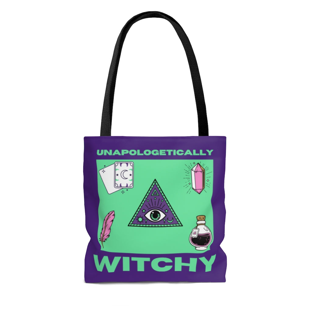 Unapologetically Witchy Purple and Green Tote Bag