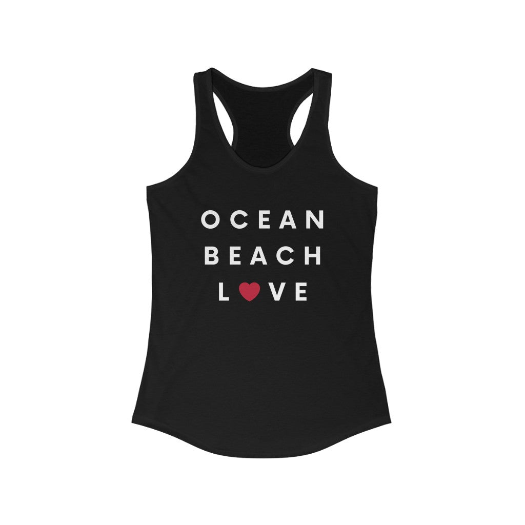 Ocean Beach Love Women's Racerback Tank Top, SD Sleeveless Shirt