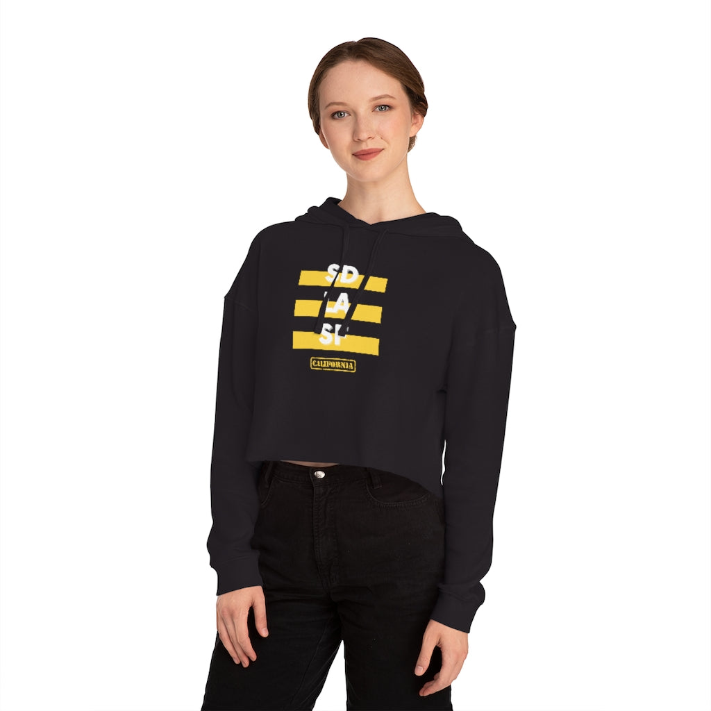 SD LA SF California Cropped Women's Hoodie (Yellow)