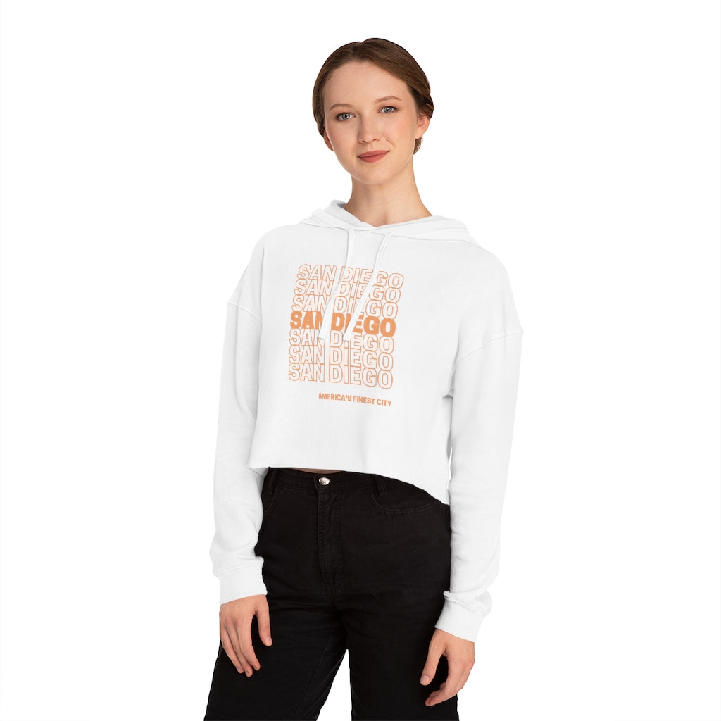 San Diego "Thank You" Cropped Women's Hoodie (Orange)