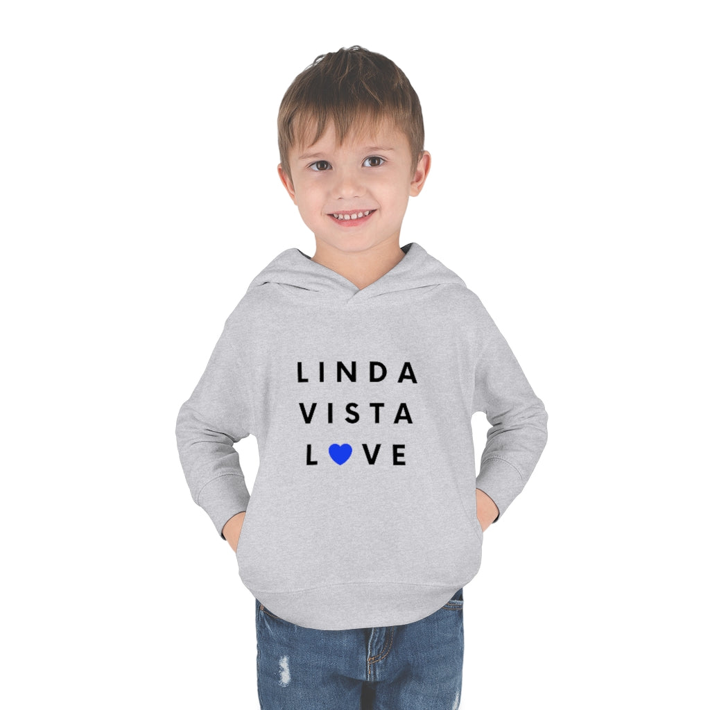 Linda Vista Love Toddler Hoodie, Kid's Pullover Fleece Hooded Sweater (Blue Heart)