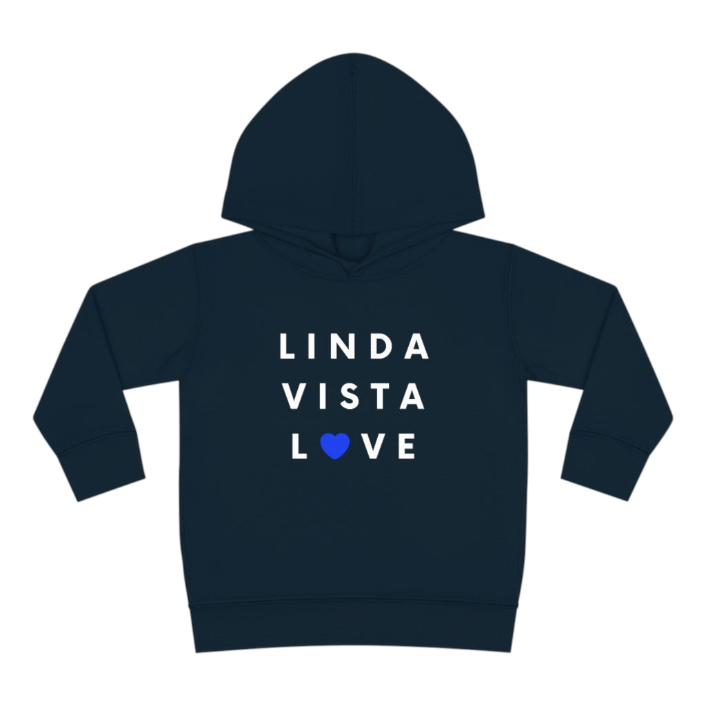 Linda Vista Love Toddler Hoodie, Kid's Pullover Fleece Hooded Sweater (Blue Heart)