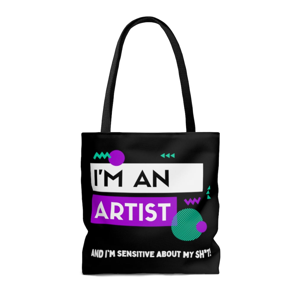 I'm an Artist Purple and Black Tote Bag