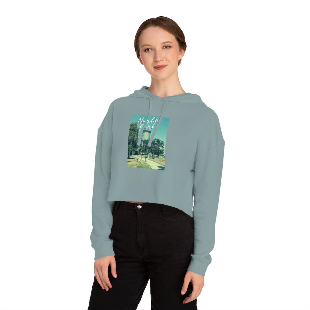 Classic North Park Water Tower Cropped Hoodie, Women's Hooded Sweatshirt