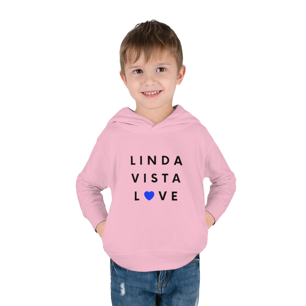 Linda Vista Love Toddler Hoodie, Kid's Pullover Fleece Hooded Sweater (Blue Heart)