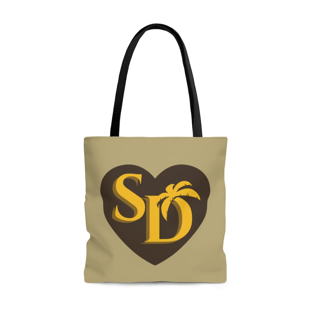 I Heart SD Sand, Brown and Gold Tote Bag