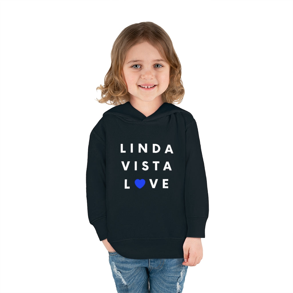 Linda Vista Love Toddler Hoodie, Kid's Pullover Fleece Hooded Sweater (Blue Heart)