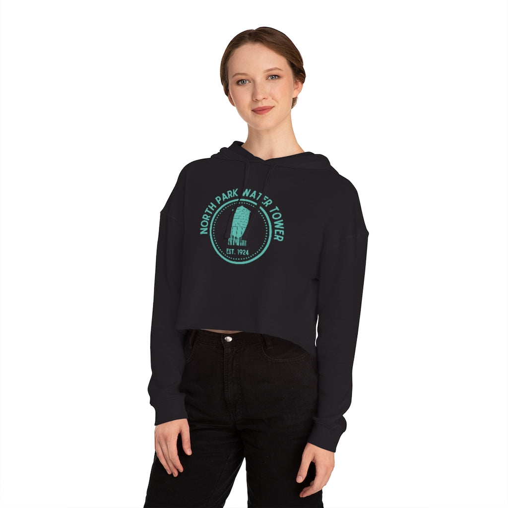 North Park Water Tower Est. Cropped Hoodie (Green)