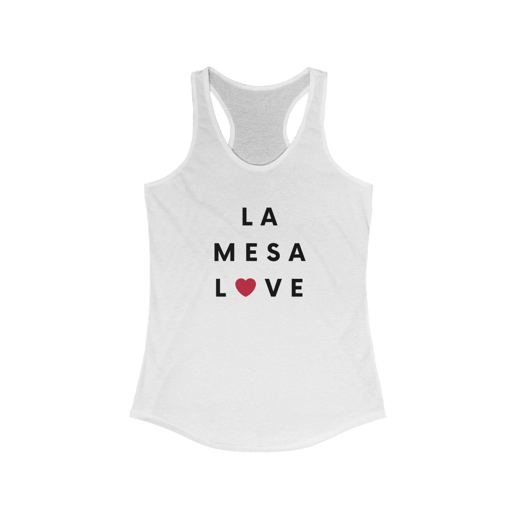 La Mesa Love Women's Racerback Tank Top, San Diego County Neighborhood Sleeveless T-Shirt (Multiple Colors Avail)